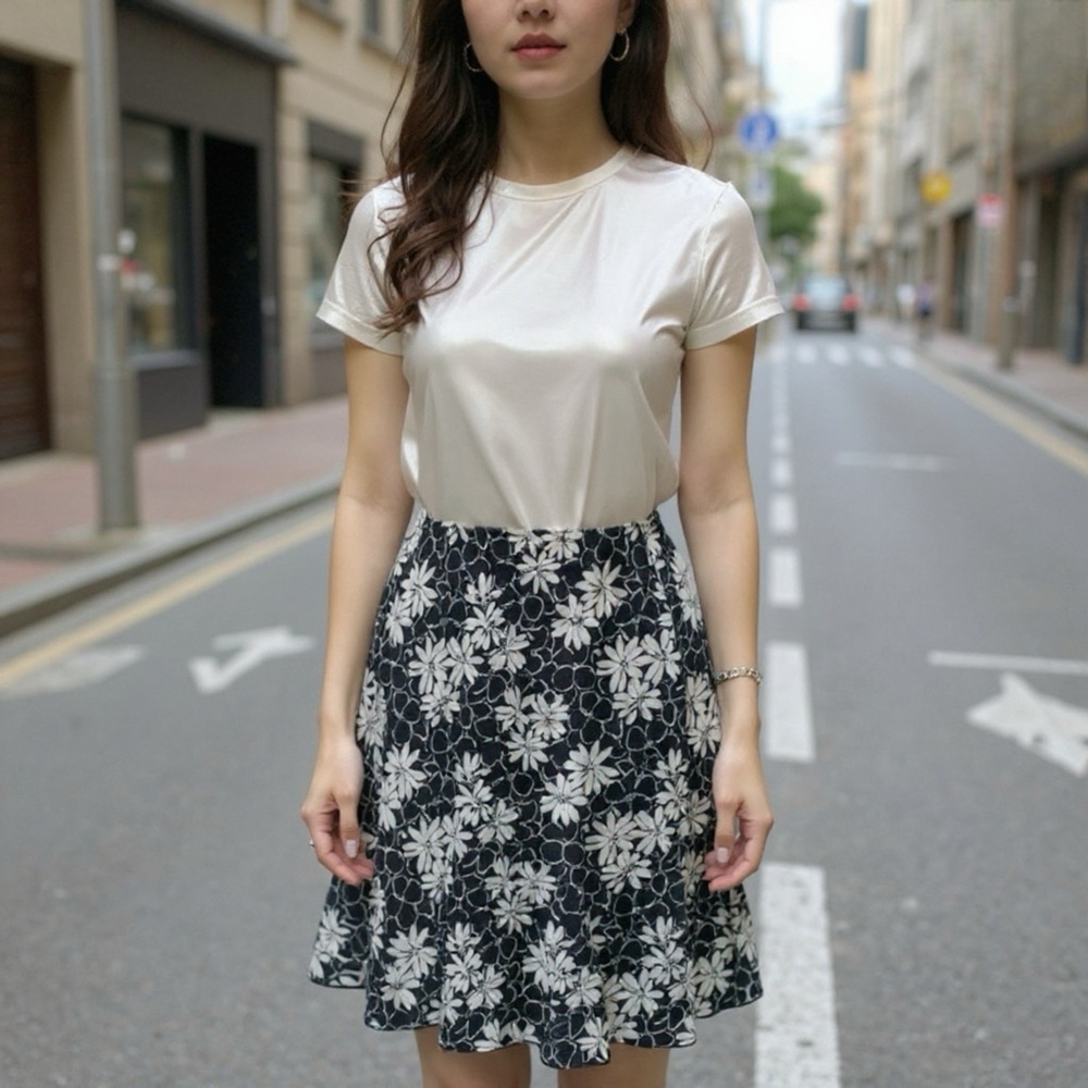 Briggs New York Floral Black and White Skirt